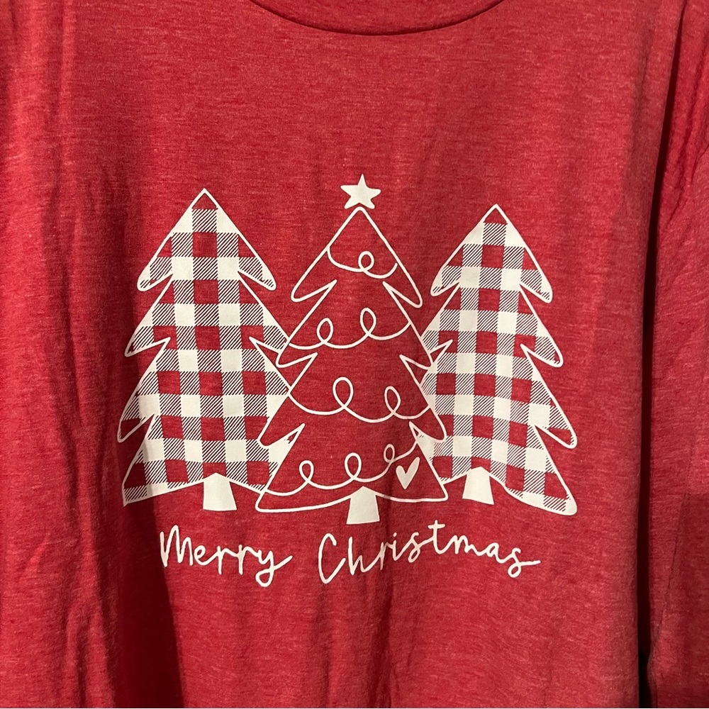 Merry Christmas long sleeve T shirt large red NWOT large - Picture 2 of 6